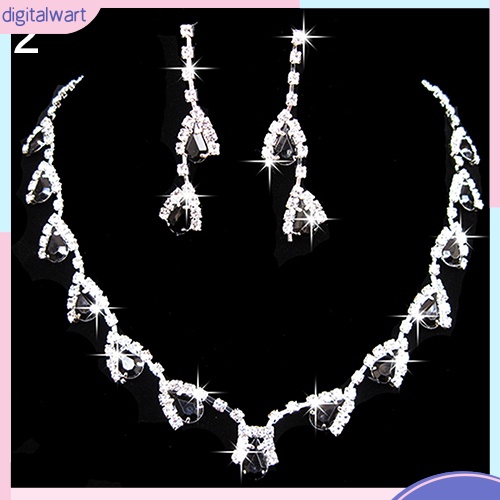 Bộ Vòng cổ + Bông Tai Đính Đá Zircon Cho Nữ