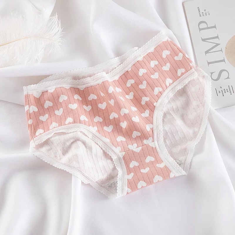 Quần Lót Nữ Cotton Siêu Thoáng Nâng Mông Trái Tim Hồng QL04