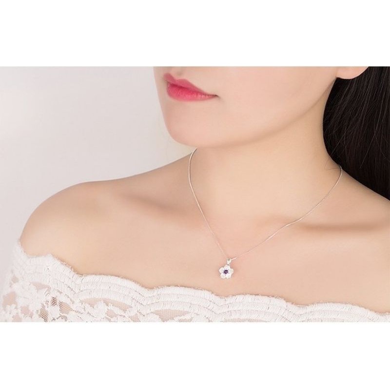 Vòng cổ Bạc Cila Hoa Anh Đào khoe sắc thắm VC052210