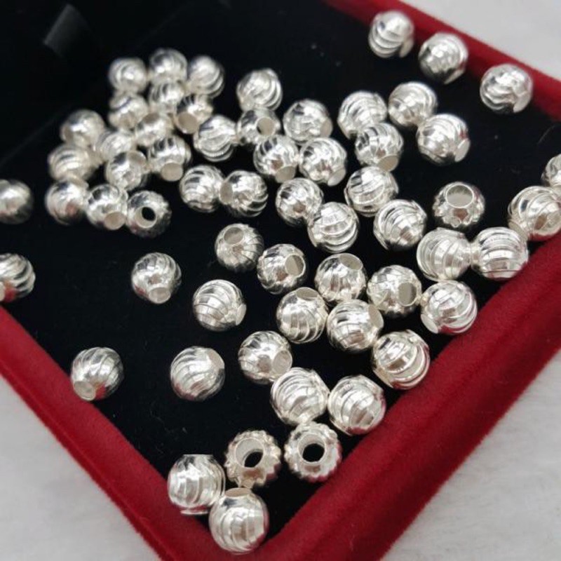 Bi bạc phay 5mm xâu vòng, phụ kiện xâu kết hợp