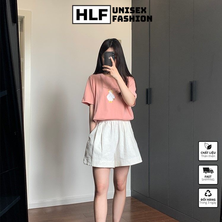 Áo phông nữ nam Unisex form rộng Lovely Duck, áo thun tay lỡ HLFashion