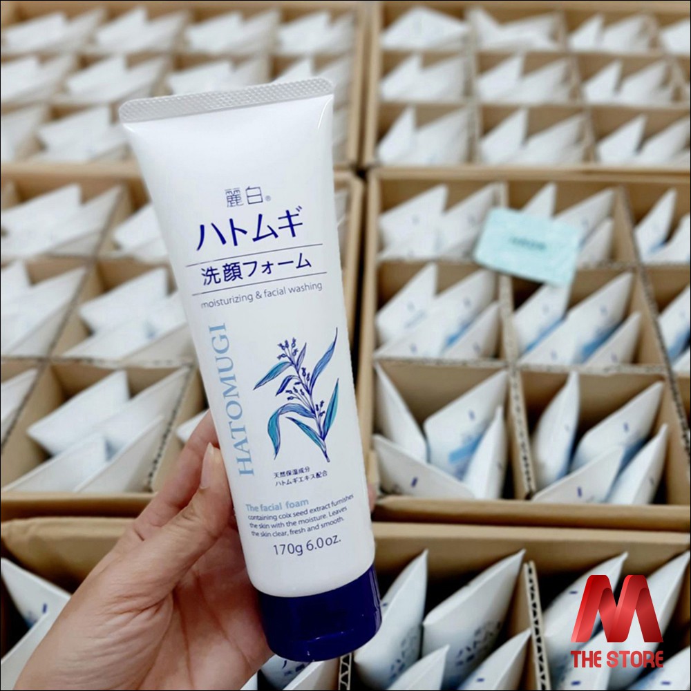 Sữa rửa mặt trắng da ý dĩ Hatomugi Moisturizing &amp; Facial Washing 170g