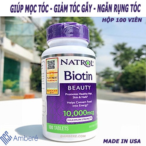 Biotin 10000 Mcg 100 Viên Của Mỹ Giúp mọc tóc giảm tóc gẫy ngăn rụng tóc | Thế Giới Skin Care