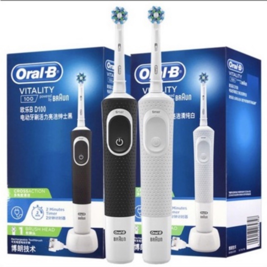 Bàn chải điện đánh răng tự động Oral B D100 xanh dương làm sạch răng, hạn chế viêm nướu