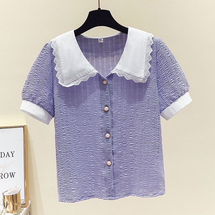 Áo Sơ Mi Chiffon Tay Ngắn Dáng Rộng Thời Trang Mùa Hè Hàn Quốc Mới