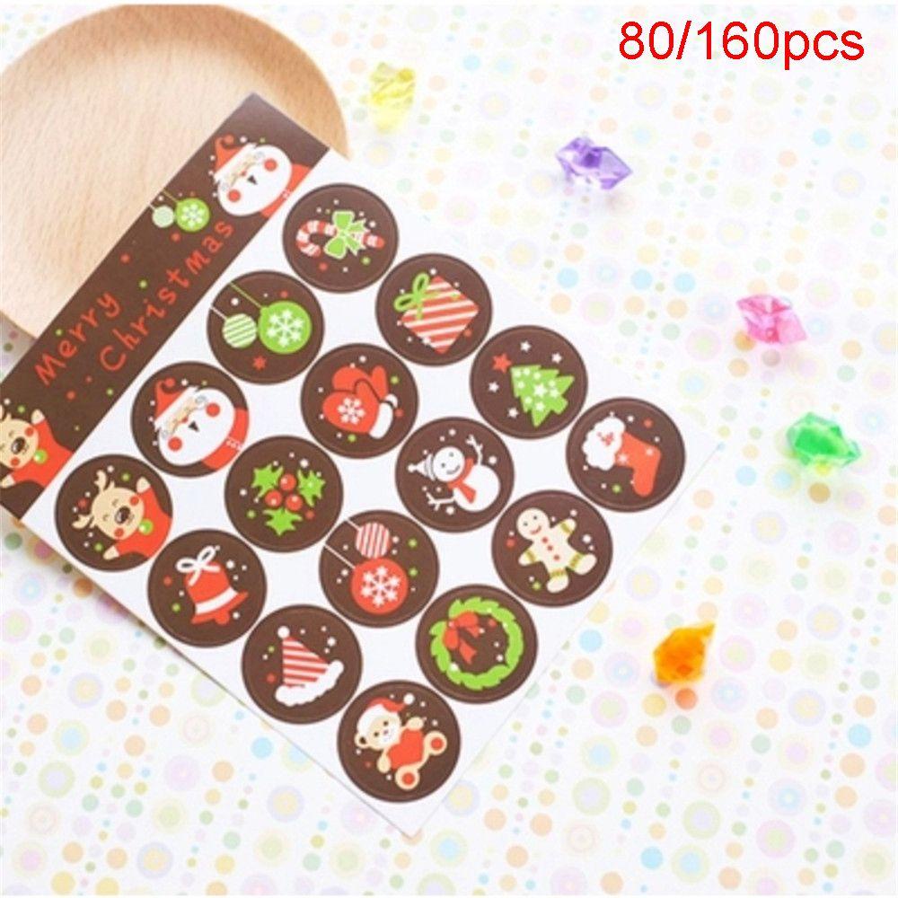 Set 80 / 160 Sticker Tự Dính Hình Người Tuyết Trang Trí Giáng Sinh