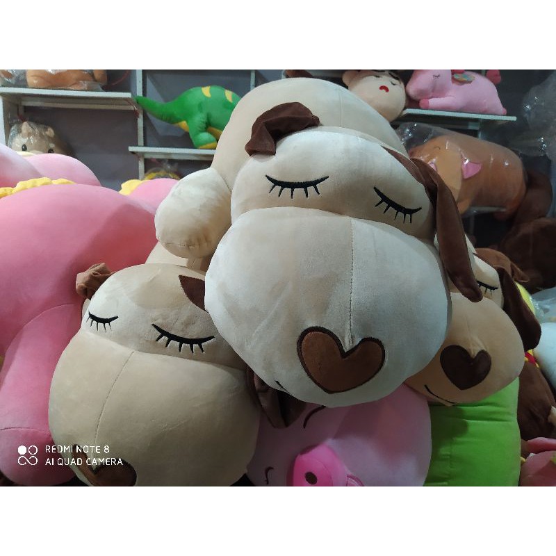 Chó bông mũi tim size 1m2 gòn mềm vải miniso cao cấp Gấu bông