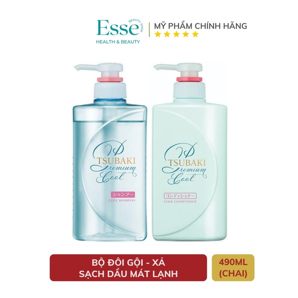 Bộ Dầu Gội Tsubaki Xanh 490ml/chai - Tsubaki Premium Cool Mát Lạnh SẠCH DẦU - CHÍNH HÃNG