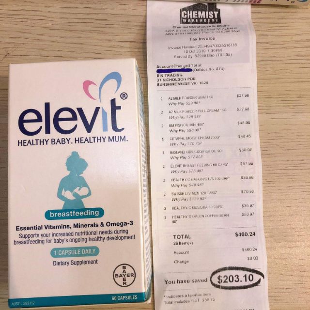 Vitamin Elevit breasfeeding cho con bú 60v