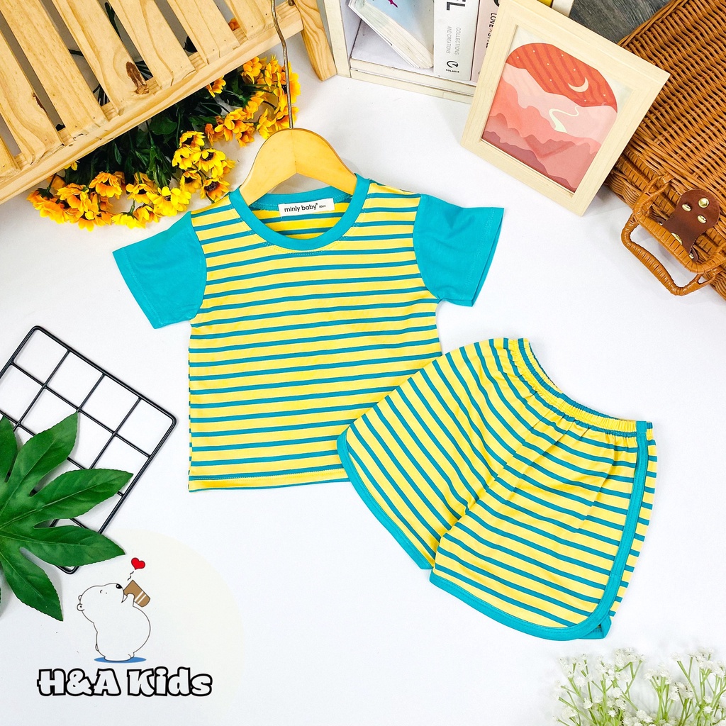 [Bé 19-32kg] Bộ tay ngắn quần đùi thun lạnh sọc dệt cho bé trai bé gái từ 19-32kg