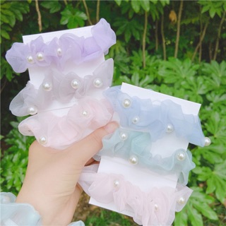B99 - Dây buộc tóc scrunchies đính hạt châu
