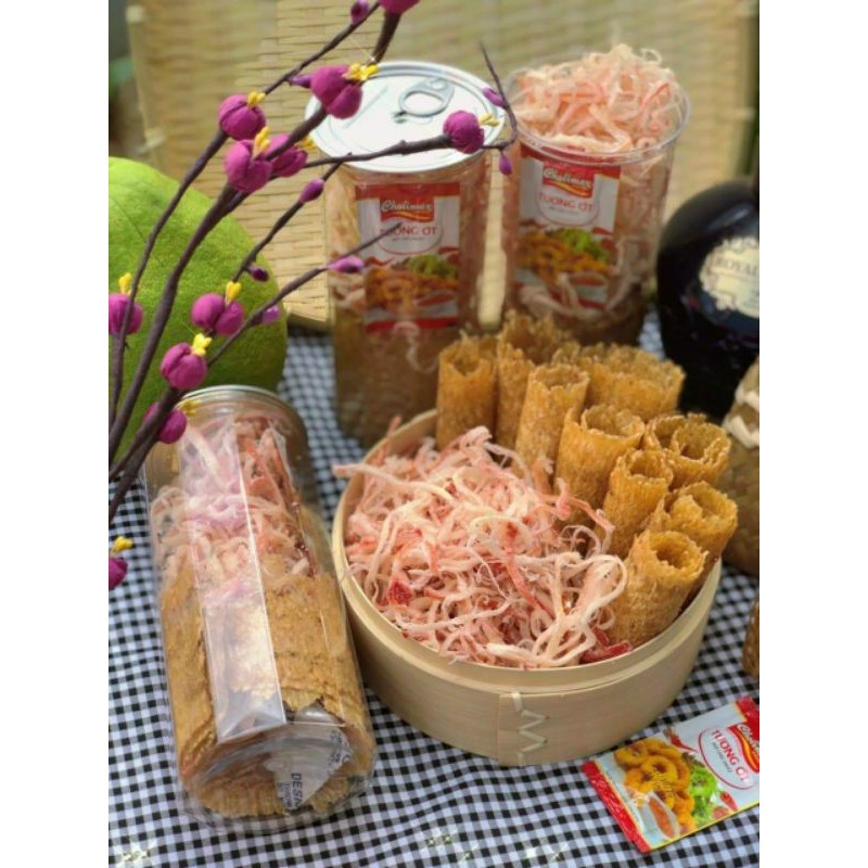 ❤️ lon 200g mực hấp cốt dừa mix mực cán tẩm vị ăn liền, kèm tương ớt