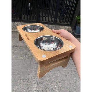 Bộ chén ăn gỗ cho mèo Monagio