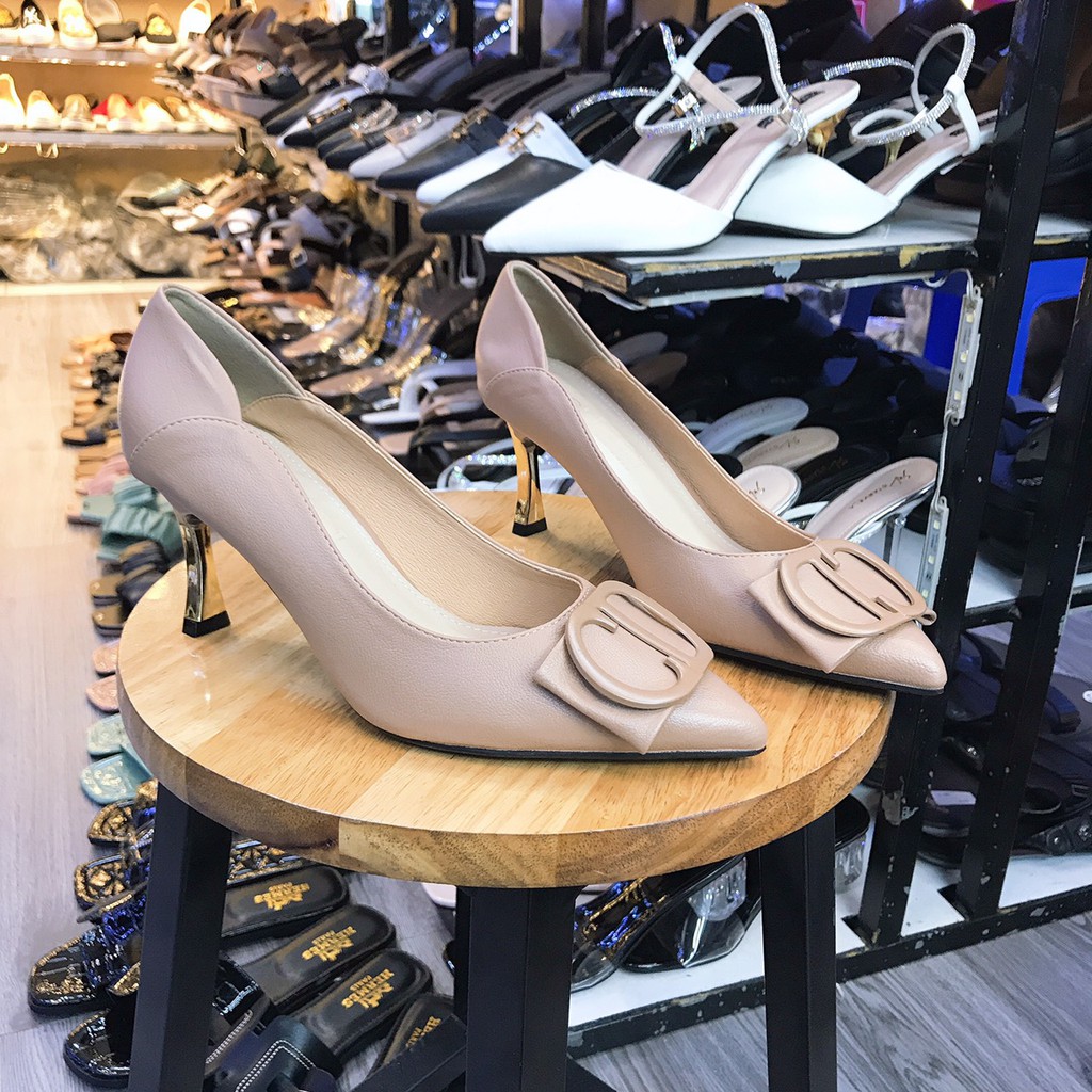 [Mã SKAMLTSM9 giảm 10% đơn 99K] Giày cao gót nữ 5 phân gót nhọn da lì mũi nhọn công sở hàng VNXK Ảnh thật Suvn