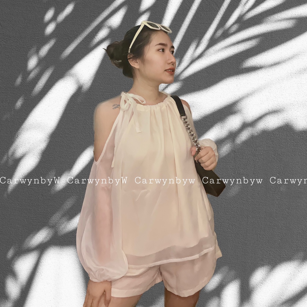 CarwynbyW - Set Bộ Voan Tằm Ánh Kim Trễ Vai