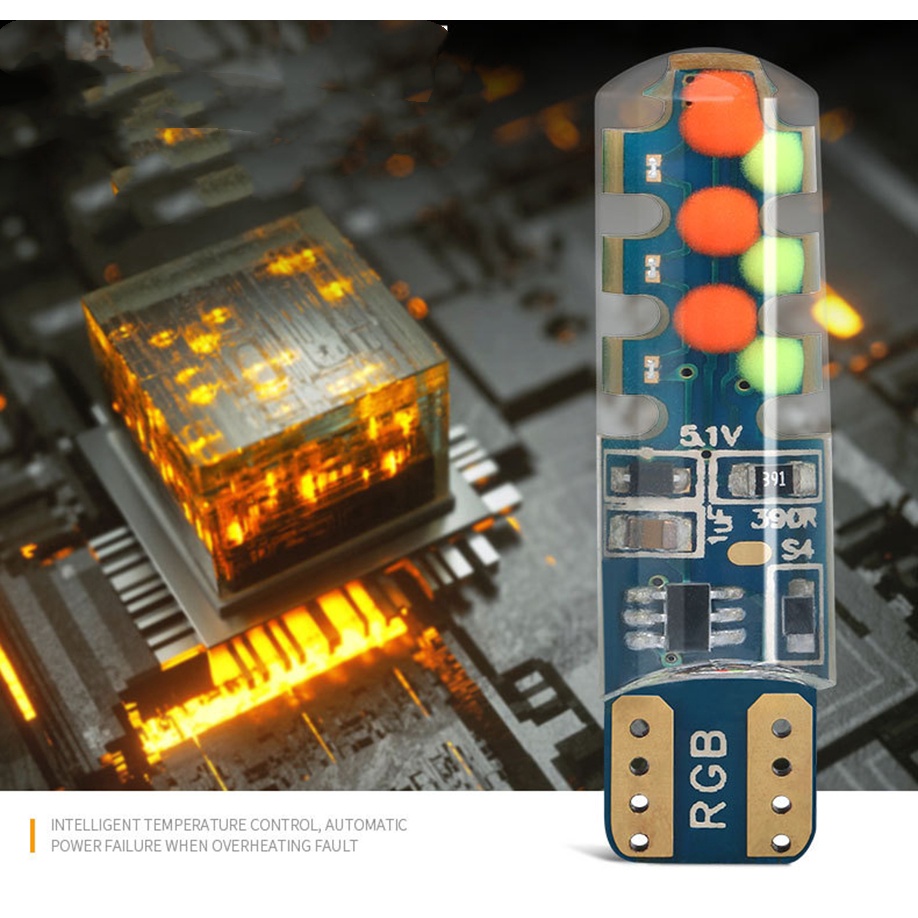 Bộ 2 led demi xi nhan T10 tự đổi màu xe máy 12V ( 1 cặp )