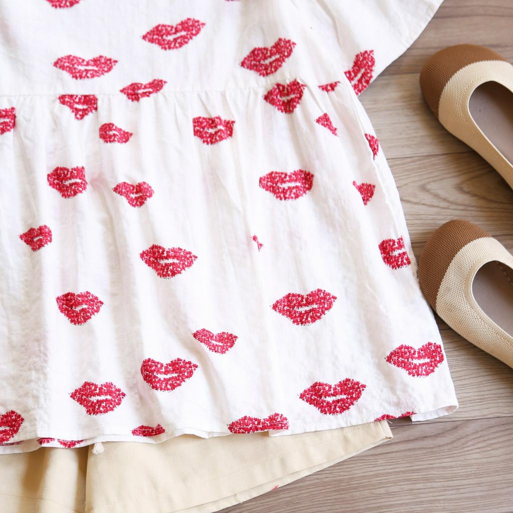 ÁO VÁY BABYDOLL TAY LOE HỌA TIẾT MÔI XINH