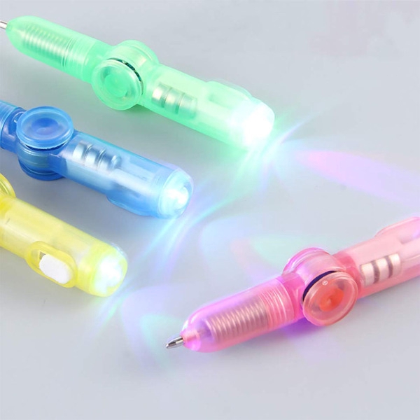 LED Colourful Luminous Spinning Pen Rolling Pen Ball Point Pen Learning Office Supplies Random Color