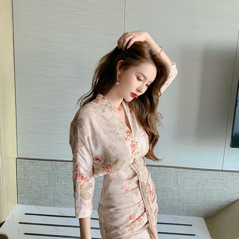ZYHT Đầm Voan Dáng In Họa Tiết Hoa Phong Cách Cổ Điển Thời Trang Mùa Xuân Cho Nữ 4361