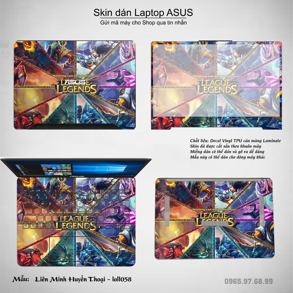 Skin dán Laptop Asus in hình Liên Minh Huyền Thoại nhiều mẫu 7 (inbox mã máy cho Shop)