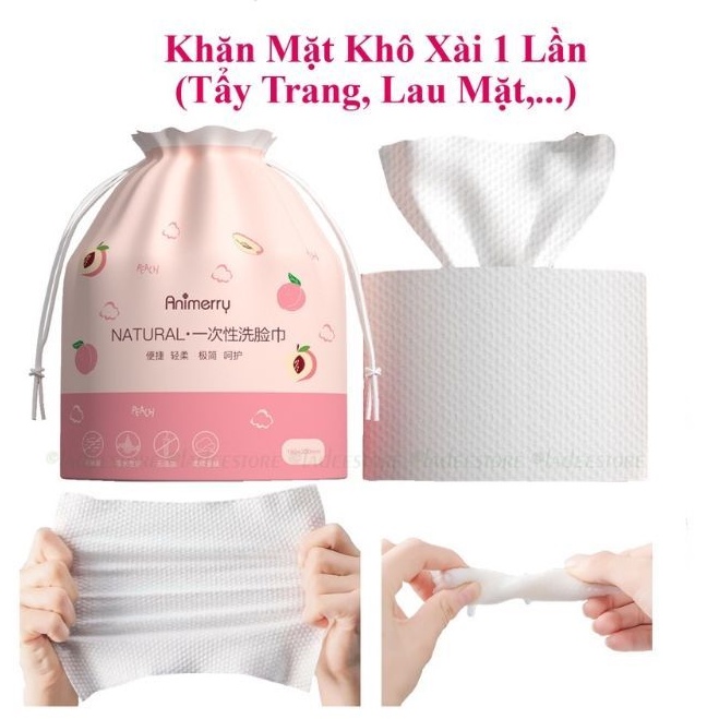 Khăn mặt khô dùng 1 lần,Cuộn tẩy trang, lau khô, lau ướt giấy cotton lau mặt dùng một lần Animerry Nội địa trung