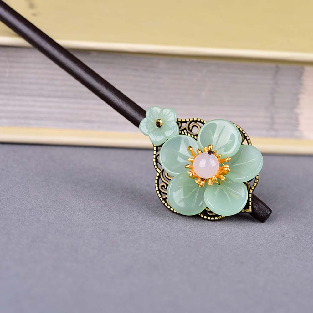 Trâm cài tóc bằng gỗ hình hoa phong cách Trung Quốc cổ điển đơn giản nhiều màu tùy chọn cho nữ