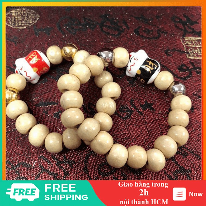 Dây đeo 🤗 Freeship 🤗 Vòng tay dâu tằm cho bé hình mèo thần tài may mắn - TE0237