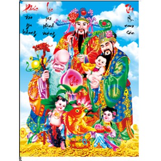 Tranh thêu chữ thập Phúc Lộc Thọ ( chưa thêu)-X8098