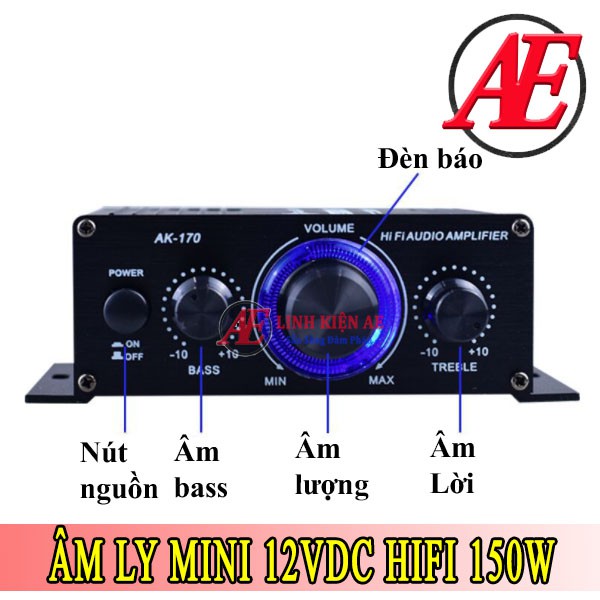 Âm Ly Mini 12VDC HiFi 150W