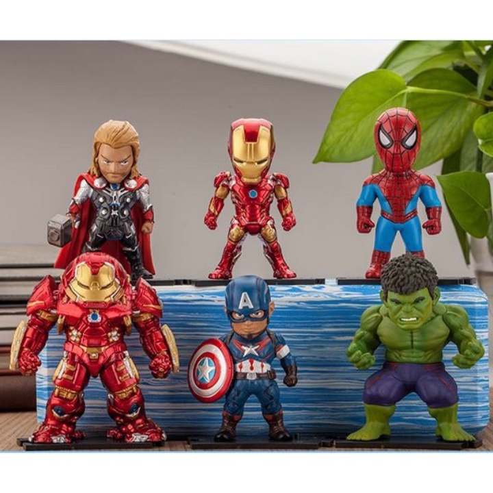 Mô Hình Siêu Anh Hùng Marvel 6 Nhân Vật - Đồ Chơi Mô Hình Mini Marvel Trang Trí Bàn Học, Bàn Làm Việc Siêu Đáng Yêu