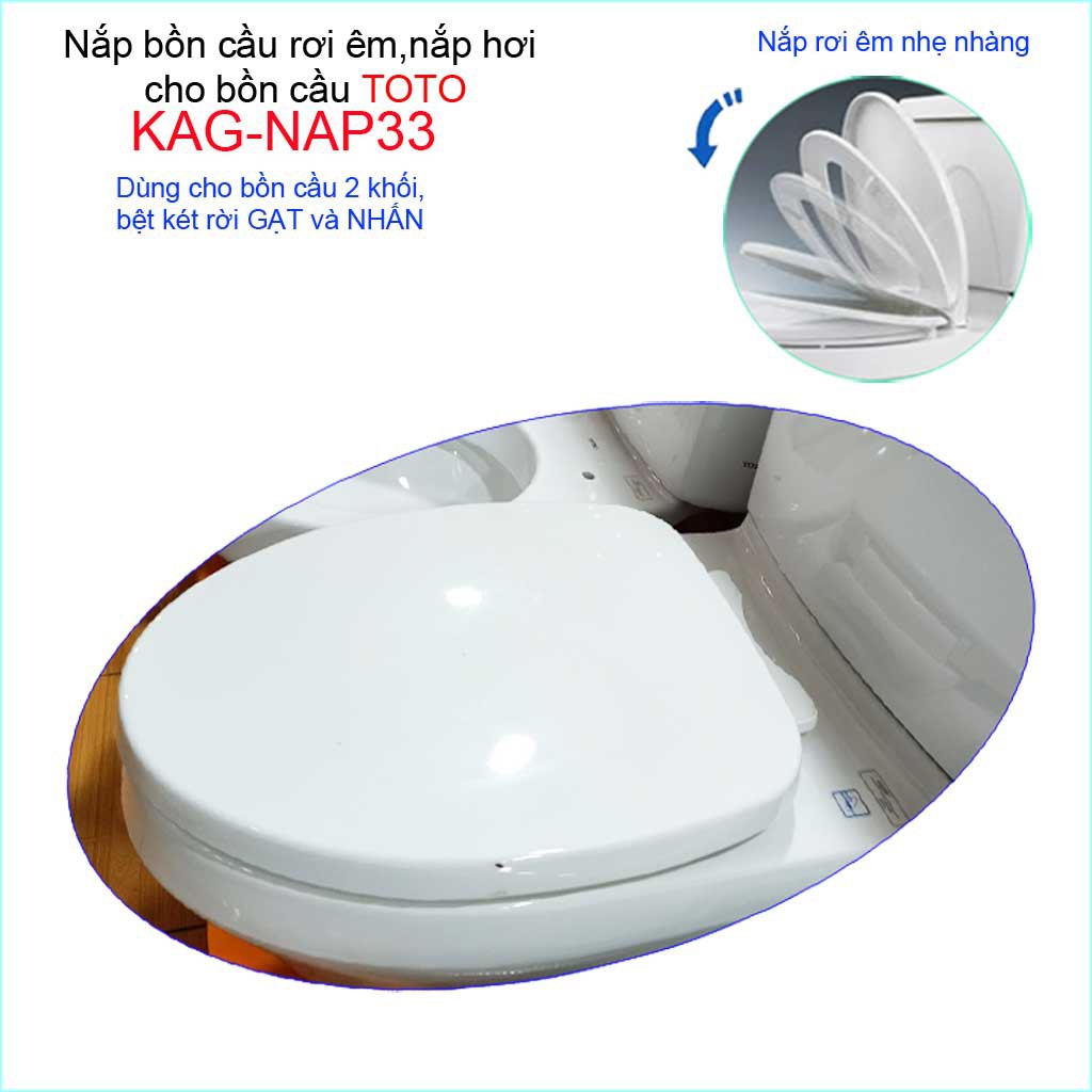 Nắp cho bàn cầu Toto KAG-NAP33 rơi êm, nắp hơi xí bệt 2 khối C320-C325-C351 nhựa trắng dày-sáng bóng