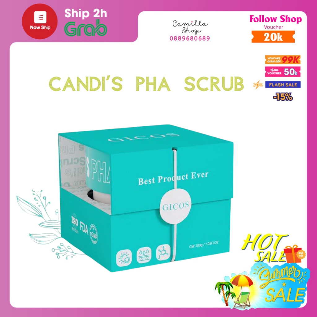 Tẩy tế bào chết hóa học Candi's PHA scrub nhà Gicos 200gr