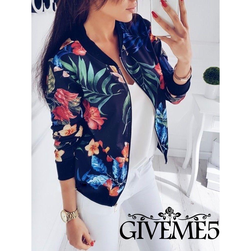 Áo khoác Bomber họa tiết hoa retro thời trang dành cho nữ | BigBuy360 - bigbuy360.vn