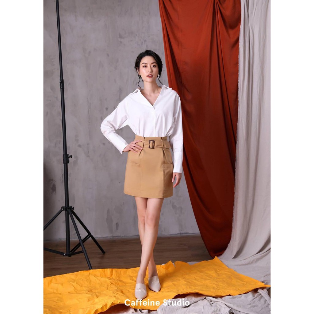 Chân váy kaki co giãn dáng ngắn dành cho nữ Cafeine Studio