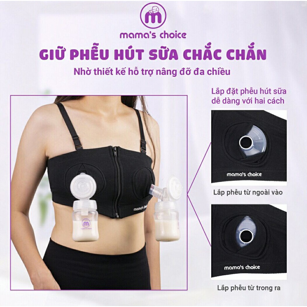 Áo hút sữa rảnh tay có dây Mama's Choice, giúp mẹ vắt sữa dễ dàng, chất liệu thoáng khí, freesize, giữ phễu chắc chắn