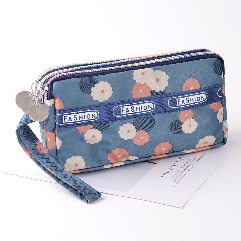 Túi vải cầm tay có khóa kéo in họa tiết dễ thương tiện lợi