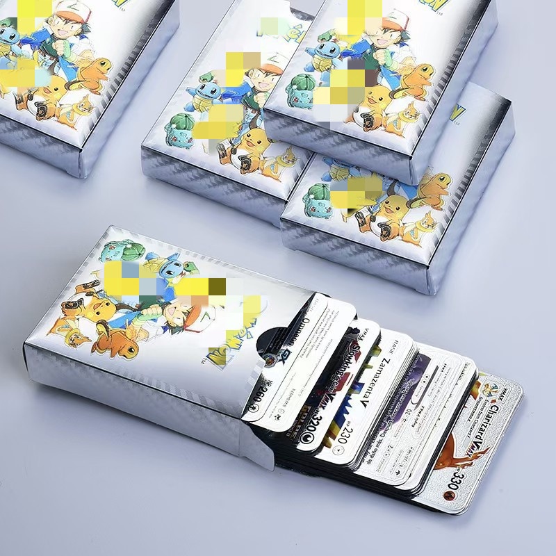 Bộ 55 Thẻ Bài Pokemon Màu Vàng / Bạc / Đen / Cầu Vồng