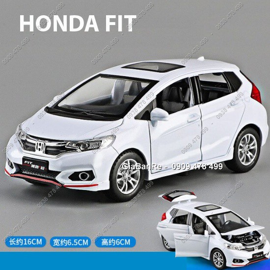 Xe Mô Hình Kim Loại Tỉ Lệ 1:30 - Honda Fit Jazz - Mở 4 Cửa  - Trắng - 9785.3