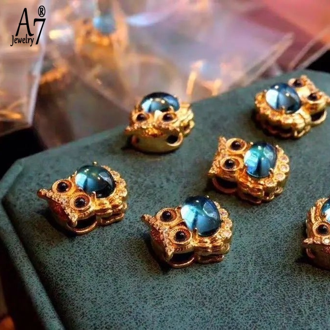 Vòng cổ Bạc Mặt Hình Cú Mèo Đính Đá Topaz Dễ Thương