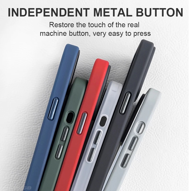 Ốp Điện Thoại PC Nhám Trong Suốt Chống Sốc Có Nút Kim Loại Sang Trọng Cho iPhone 13 Pro max 12 Pro max 11 Pro max 7 PLus 8 PLus X XS