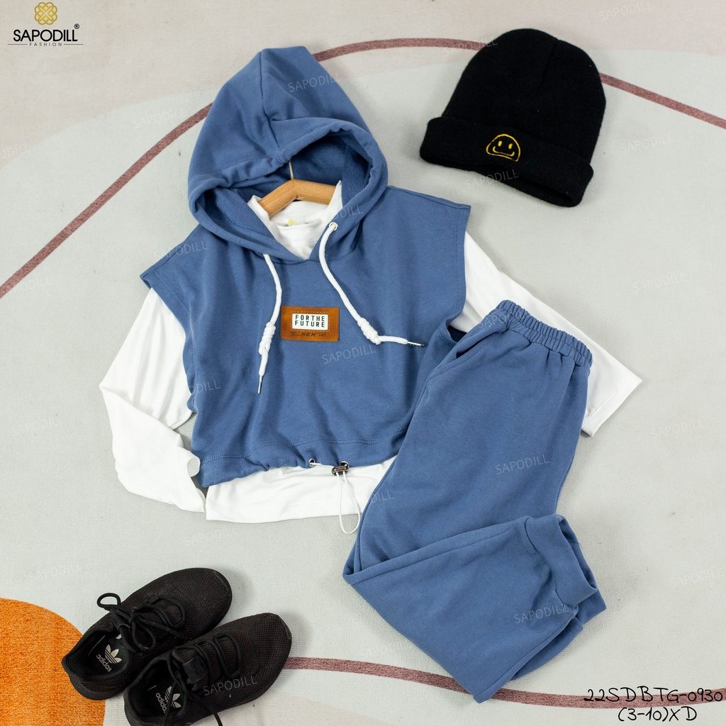 Bộ dài cotton thun da cá thu đông bé gái bé gái sang chảnh 12-25kg