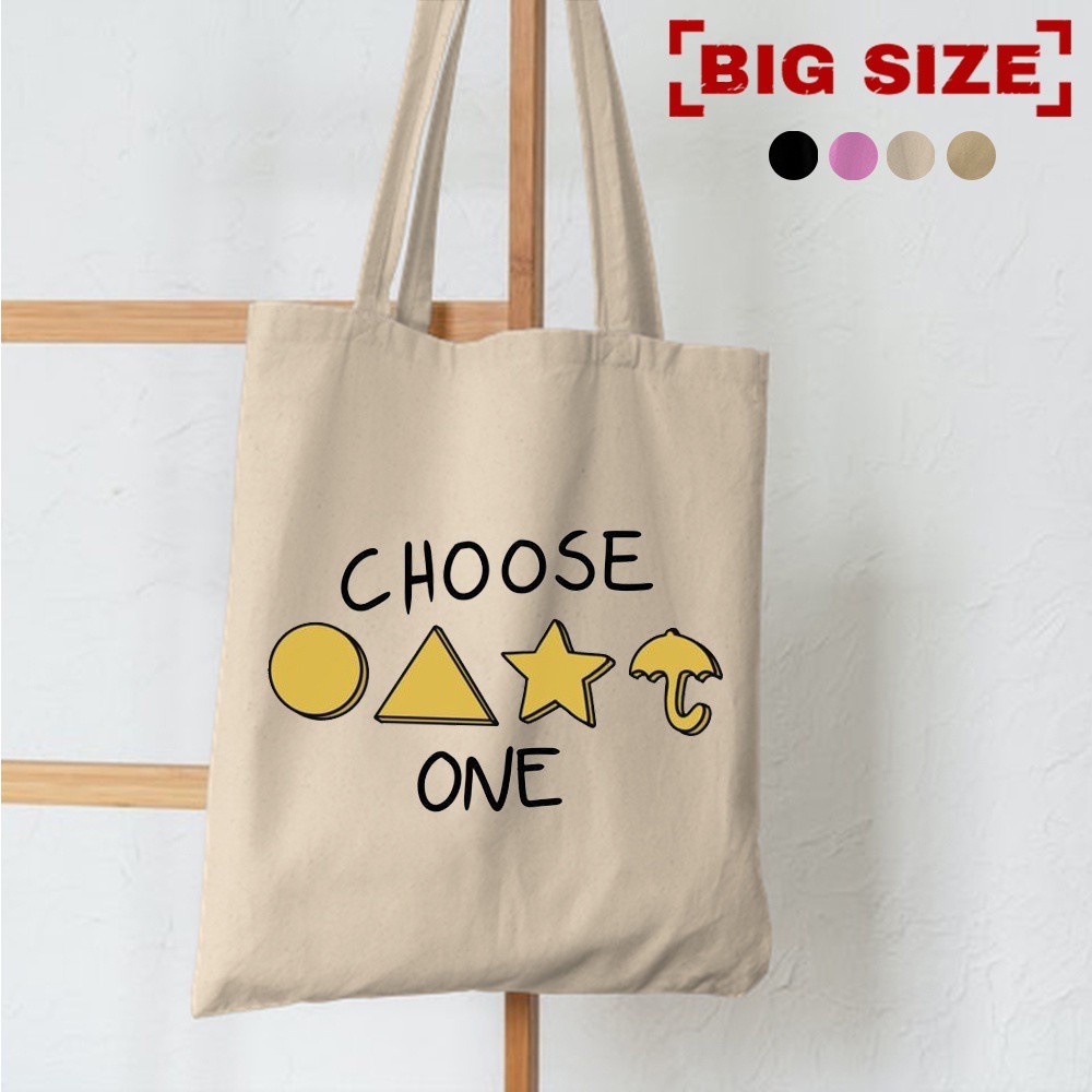 3.3! Choose Một Túi Tote Canvas Được Làm Từ Đường | Trò Chơi Con Mực Totebag SQUID | Túi Tote Hải Quân | Đen | Kem | Maroon Maroon | Mocca | Màu Xanh Lá Cây 2021