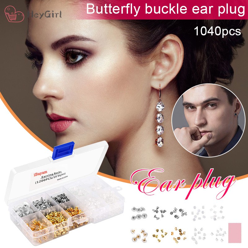 1040pcs Earring Backs Earring Back Clips Butterfly Metal Rubber Plastic Secure Earring Backs