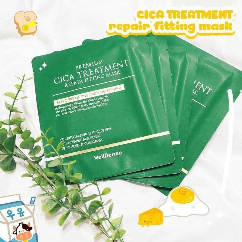 WELLDERMA PREMIUM CICA TREATMENT - Mặt Nạ Thạch Rau Má Xanh lá