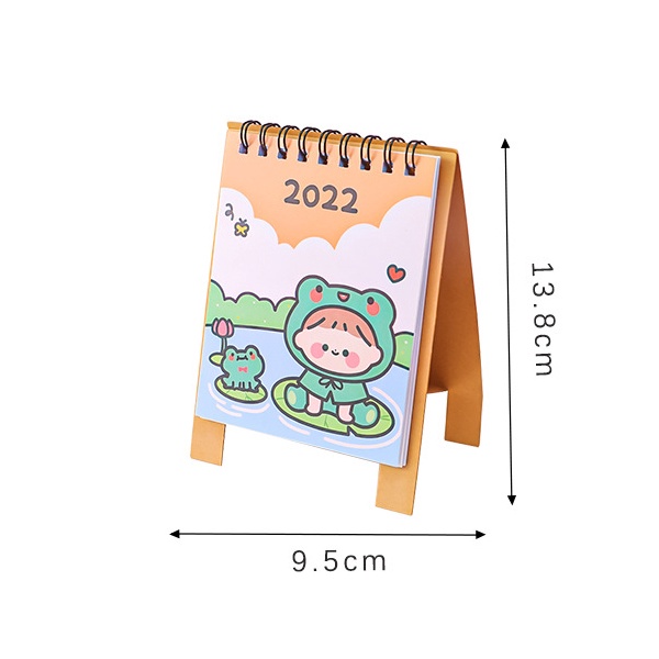 Lịch mini nhỏ xinh 2022 hình chú hổ con cute dễ thương bằng giấy có chân đứng (14x10cm)