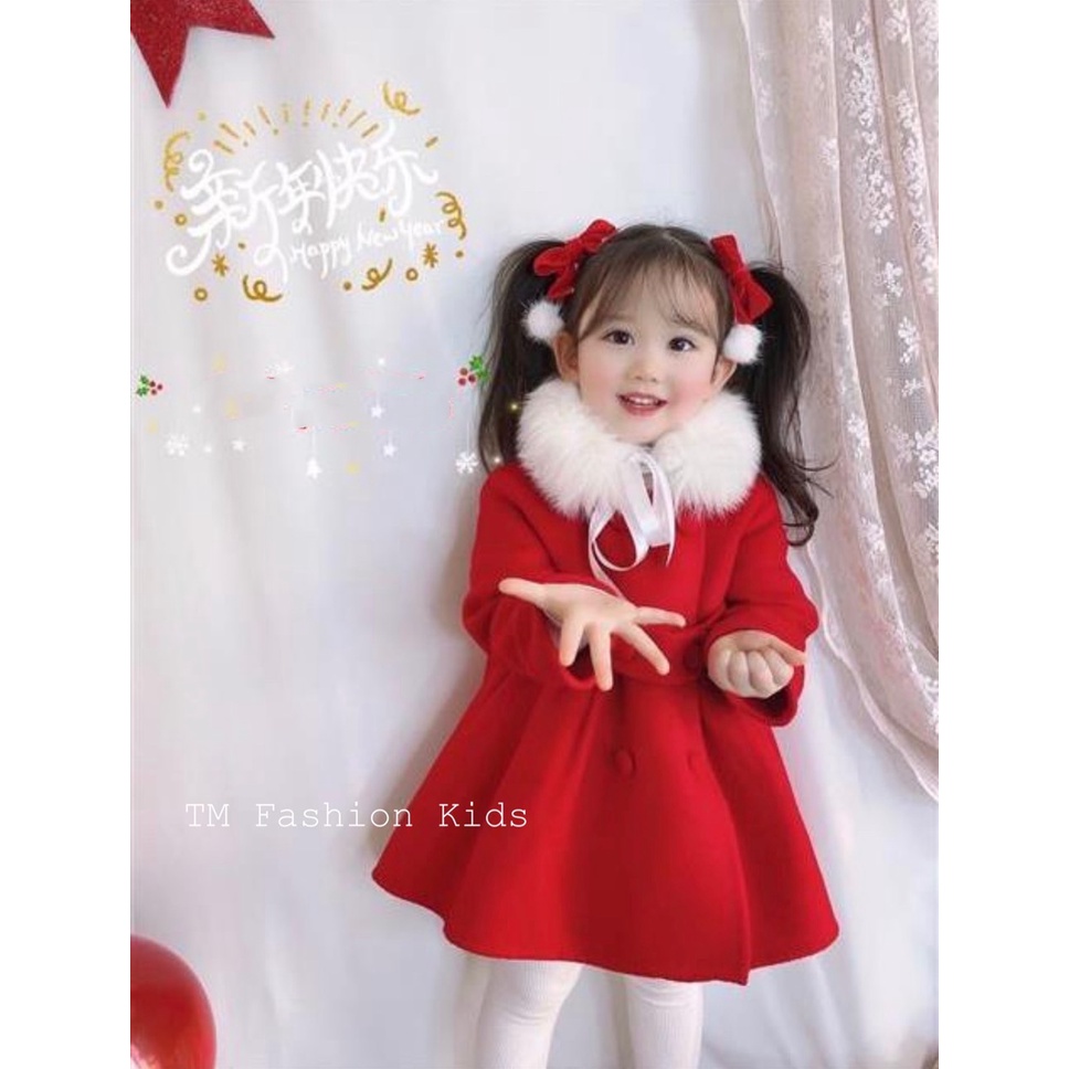 Áo khoác dạ bé gái chất dạ mềm mịn, không xù, size 12-22 kg