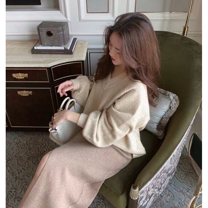 Áo Sweater Dáng Rộng Cổ Chữ V Tay Phồng Kiểu Hàn Quốc Hợp Thời Trang Dành Cho Nữ 2021 | BigBuy360 - bigbuy360.vn