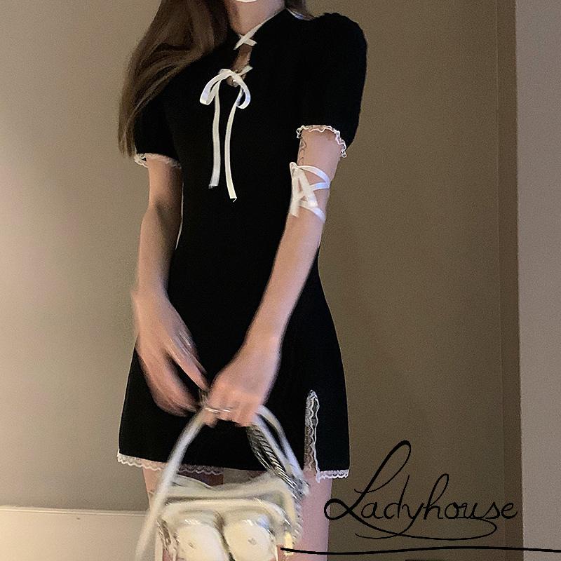 Đầm Ôm Tay Ngắn Cổ Đứng Thời Trang Sành Điệu Cho Nữ