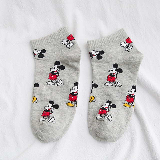 Vớ Cotton Cổ Ngắn In Hình Chuột Mickey Dễ Thương Phong Cách Hàn Quốc Cho Nữ