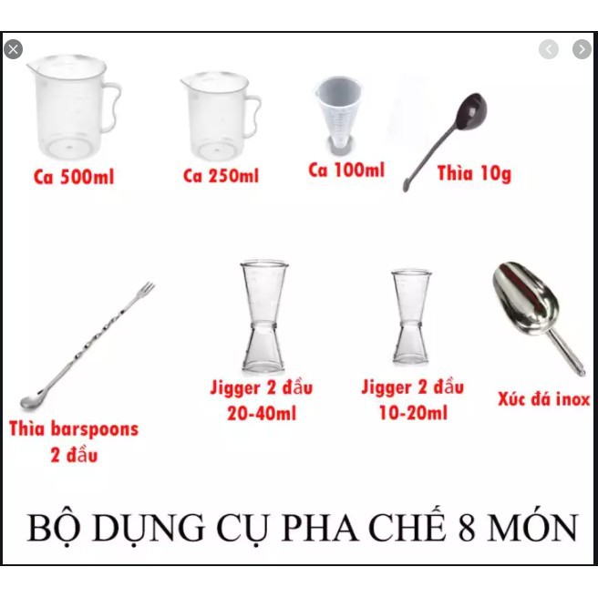 Bộ 8 món dụng cụ pha chế - định lượng